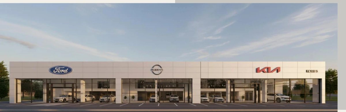 Panoramic exterior of the AC REIS automotive showroom