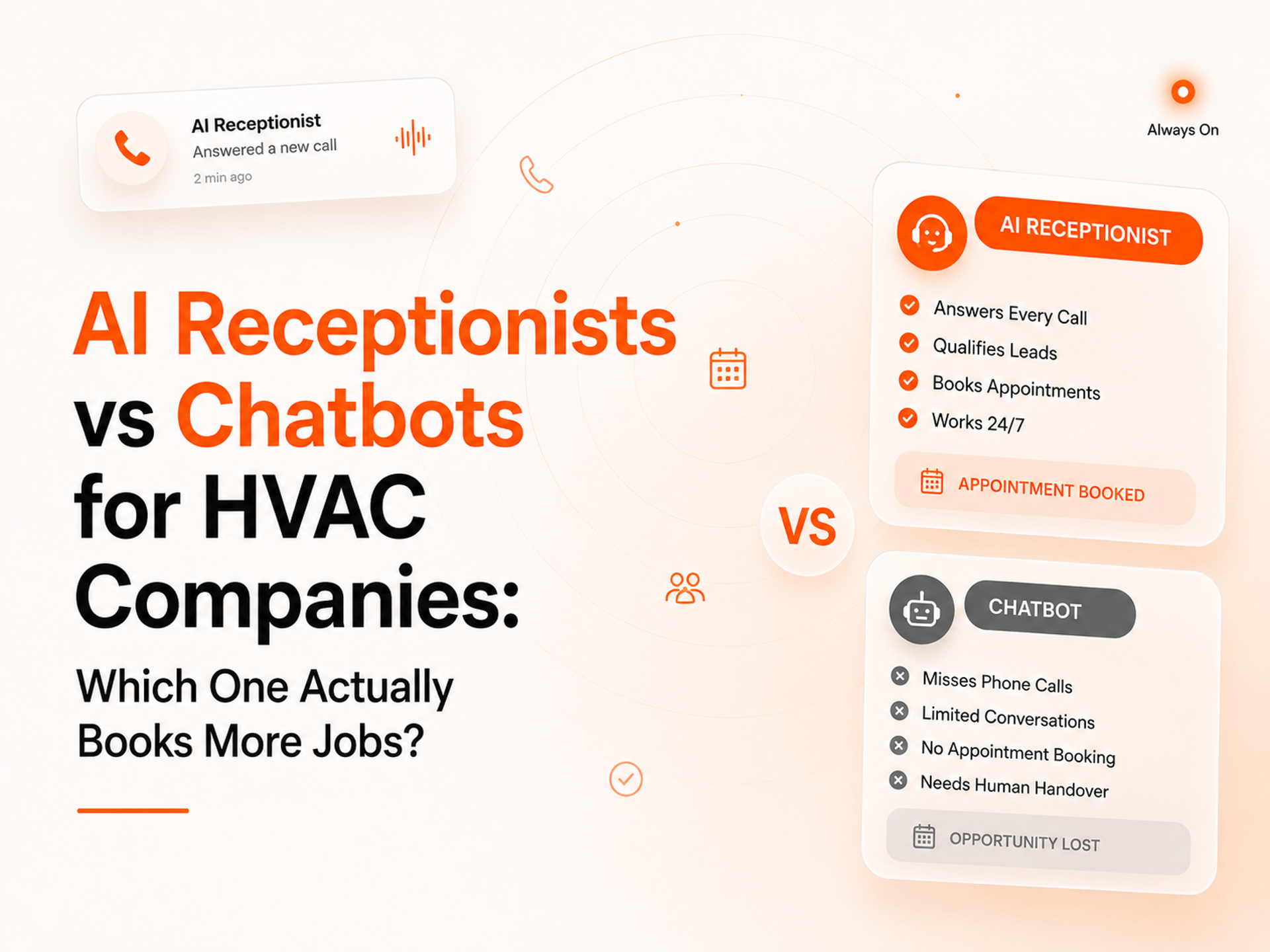 AI Receptionists vs Chatbots for HVAC Companies: Which One Actually Books More Jobs?