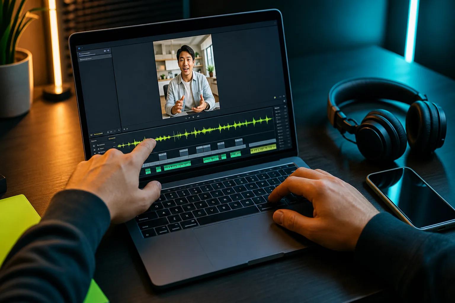 Editing captions and sound for a vertical YouTube Short.