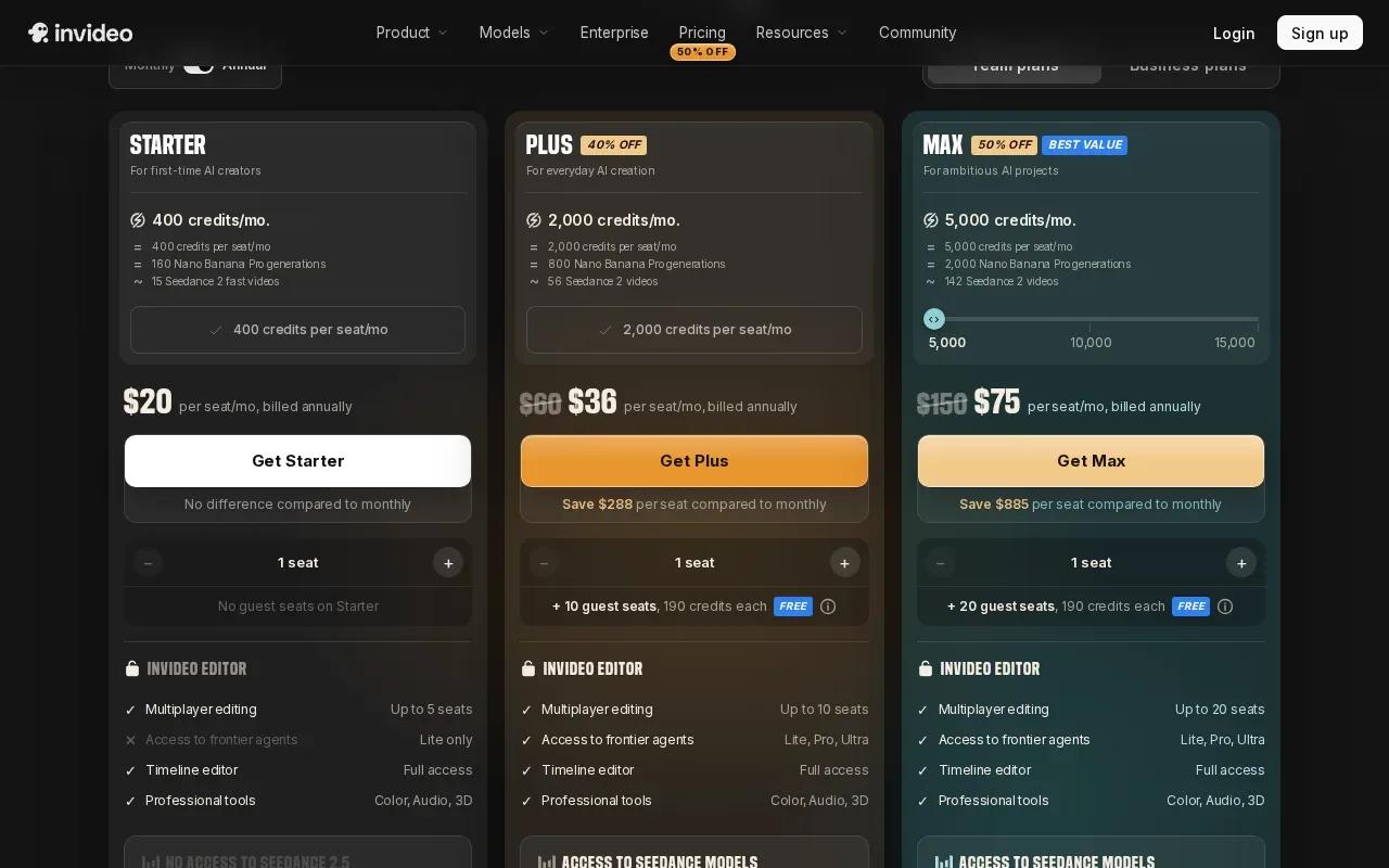 Screenshot of the InVideo AI website