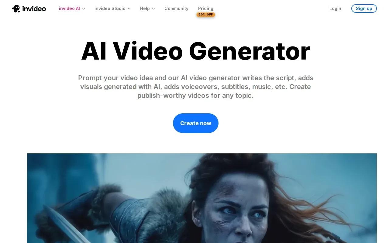 Screenshot of the InVideo website