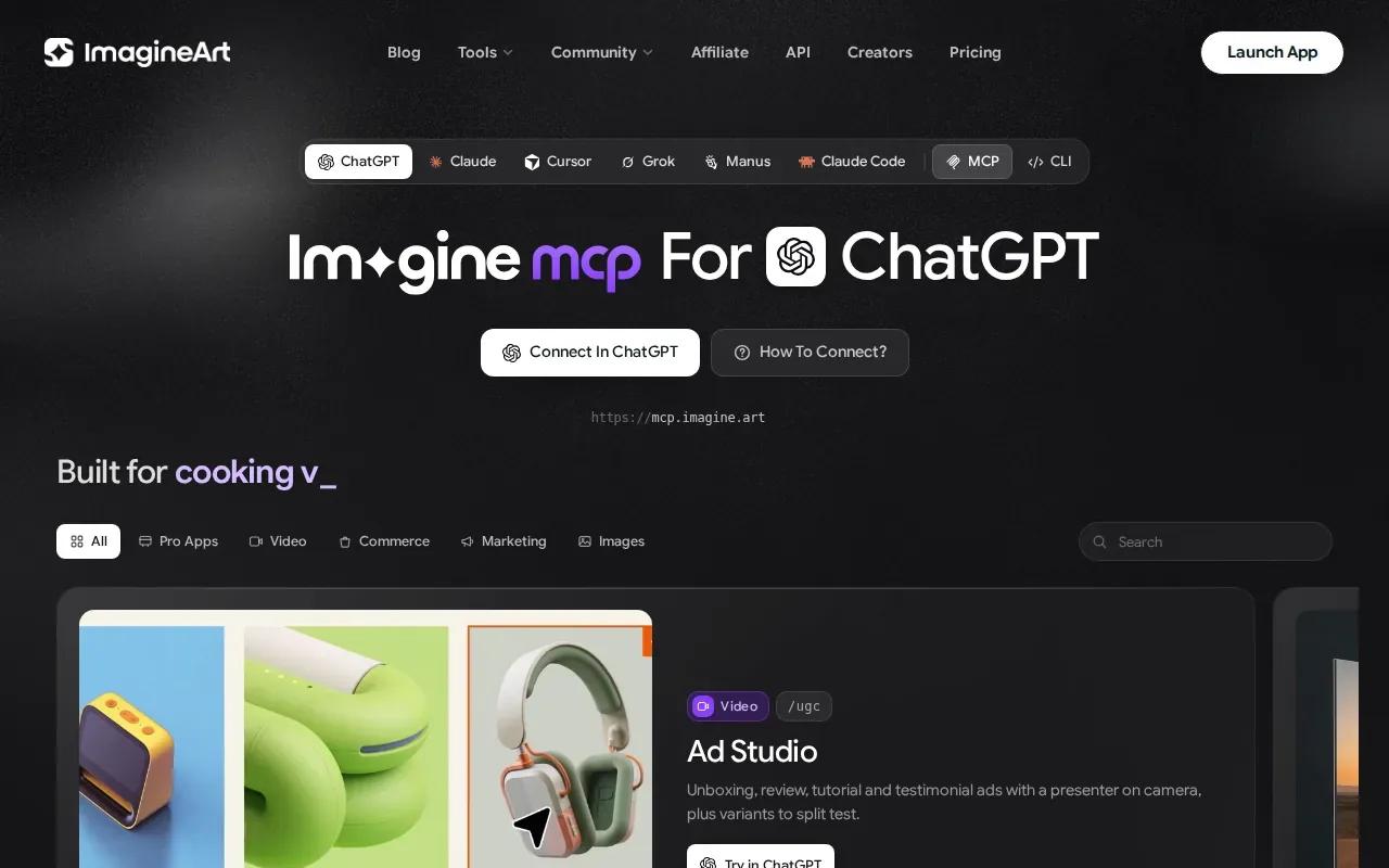 Screenshot of the ImagineArt website