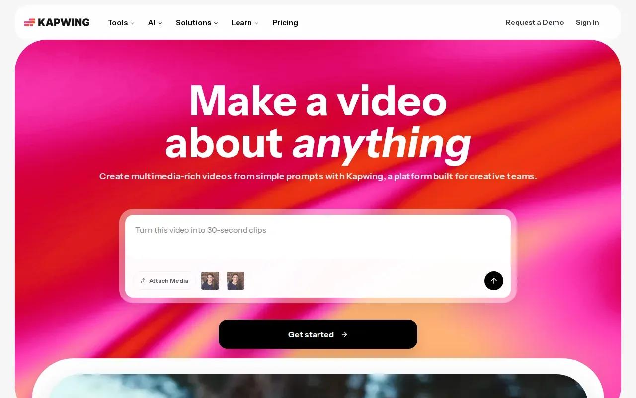 Screenshot of the Kapwing website
