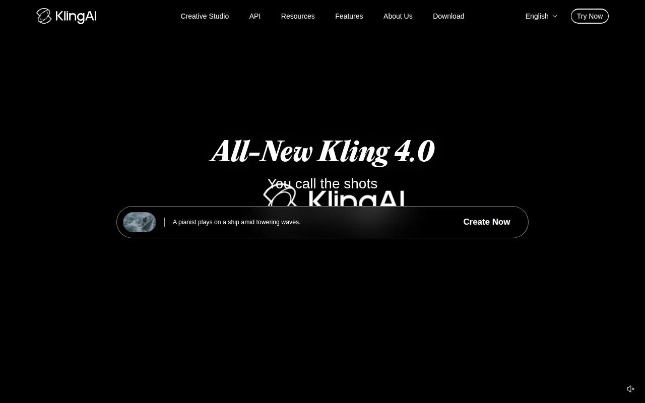 Screenshot of the Kling AI website