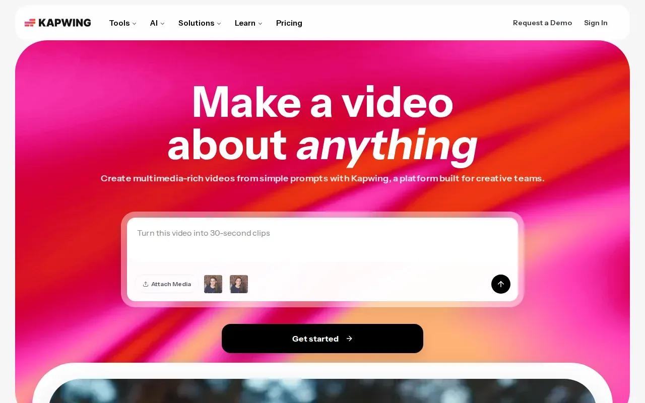 Screenshot of the Kapwing website