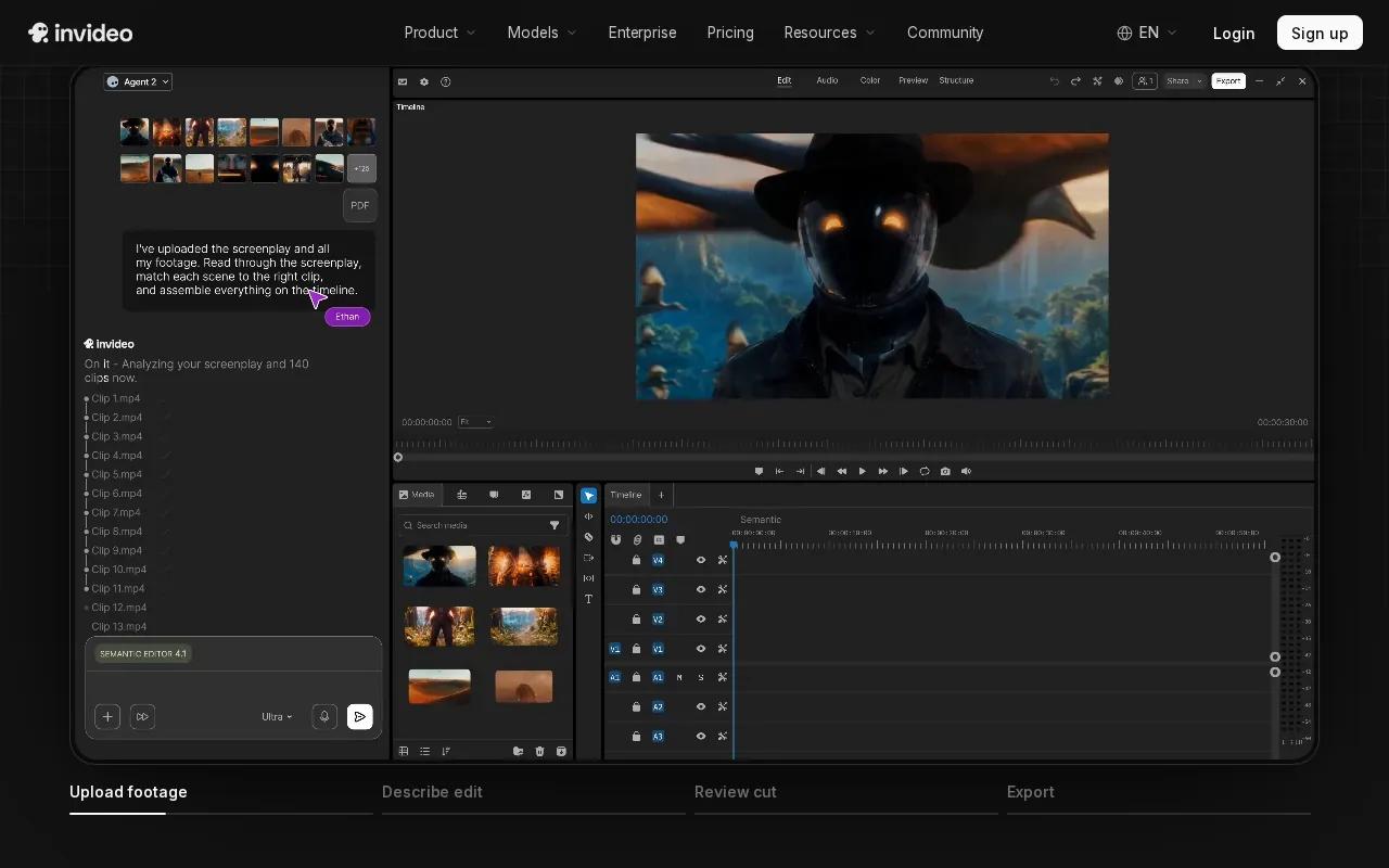 Screenshot of the InVideo AI website