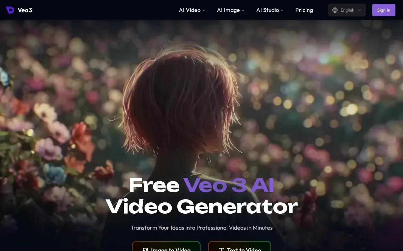 Screenshot of the Veo3 AI website