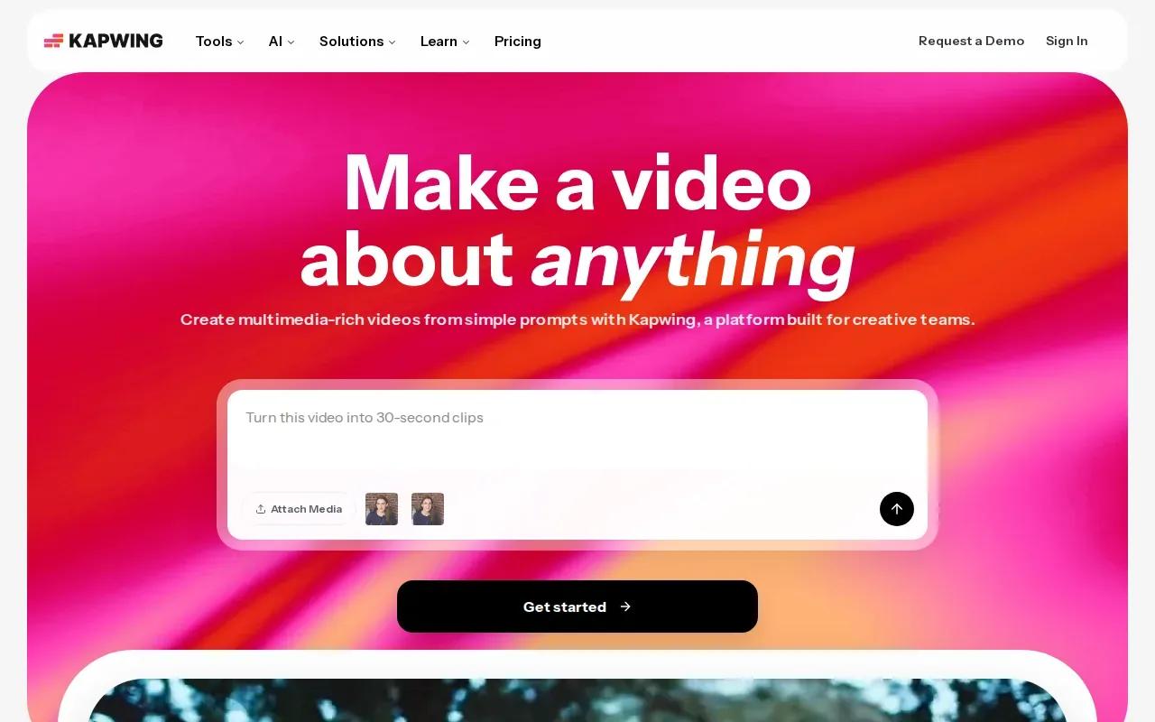 Screenshot of the Kapwing website