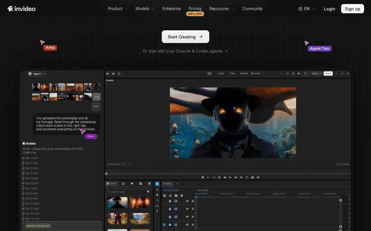 Screenshot of the InVideo AI website