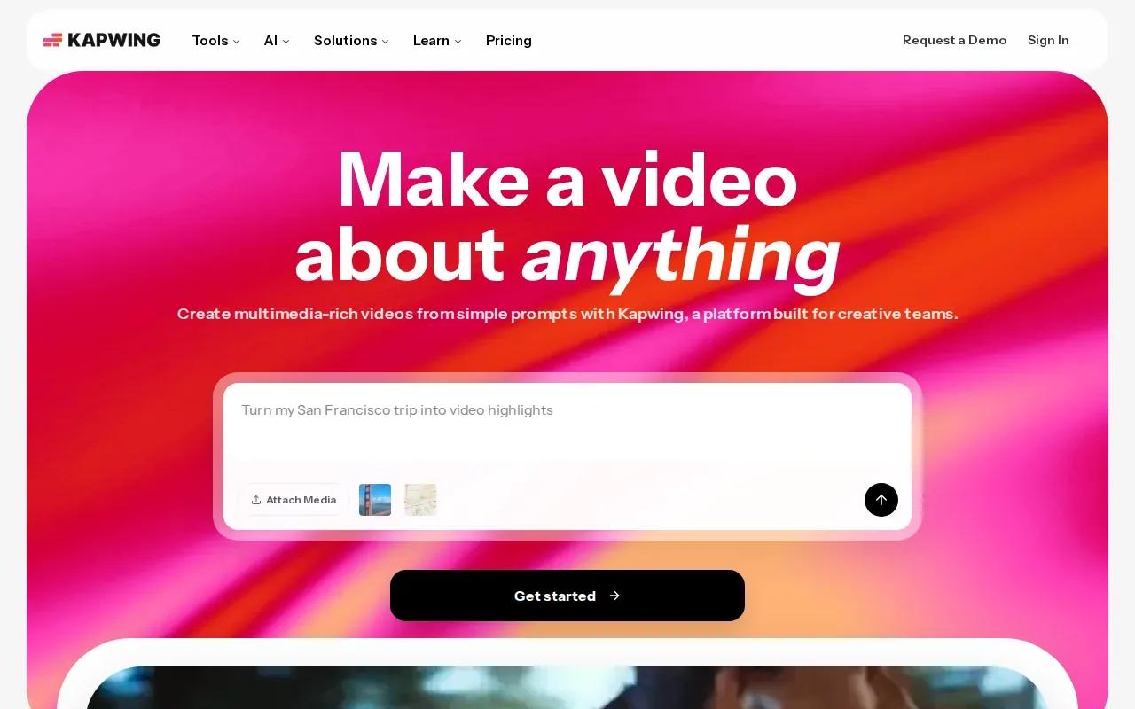 Screenshot of the Kapwing website