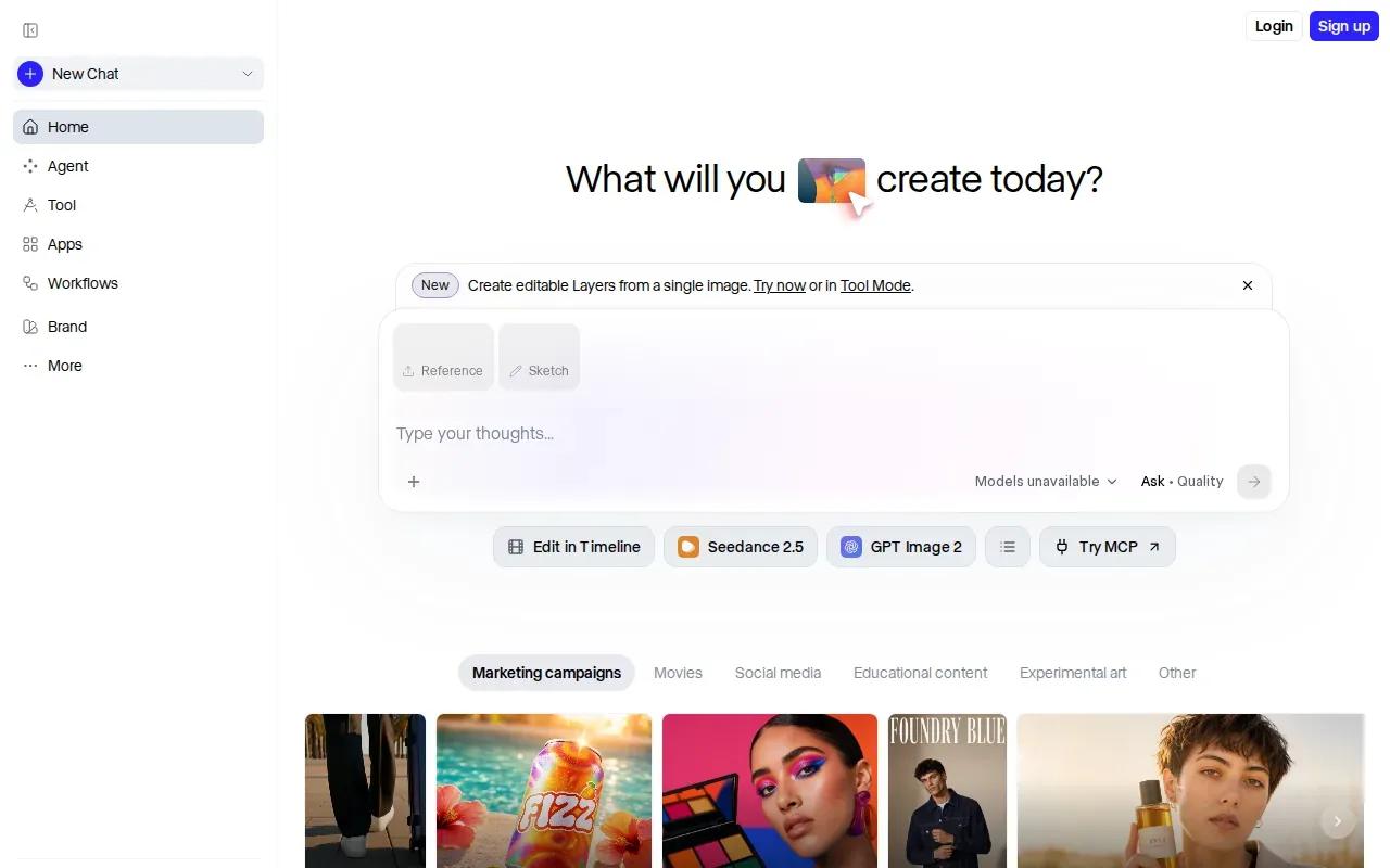 Screenshot of the Runway website