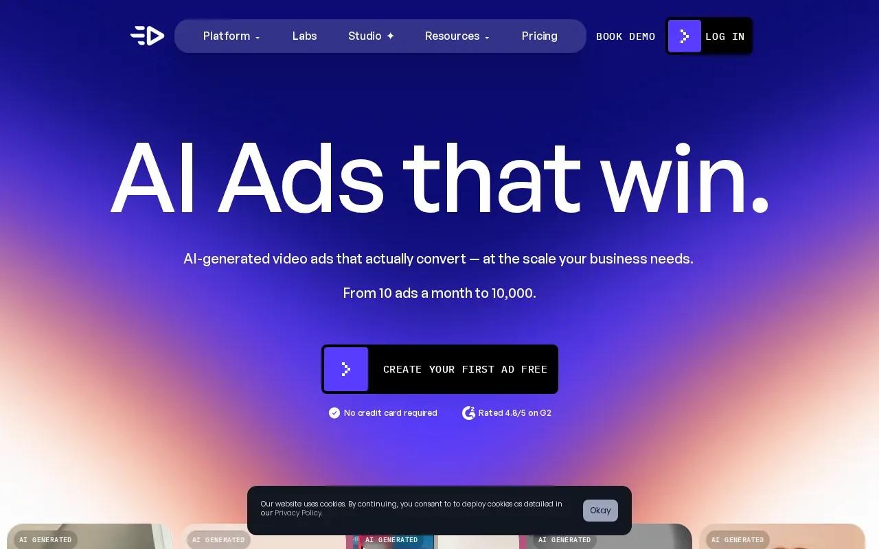 Screenshot of the Creatify website