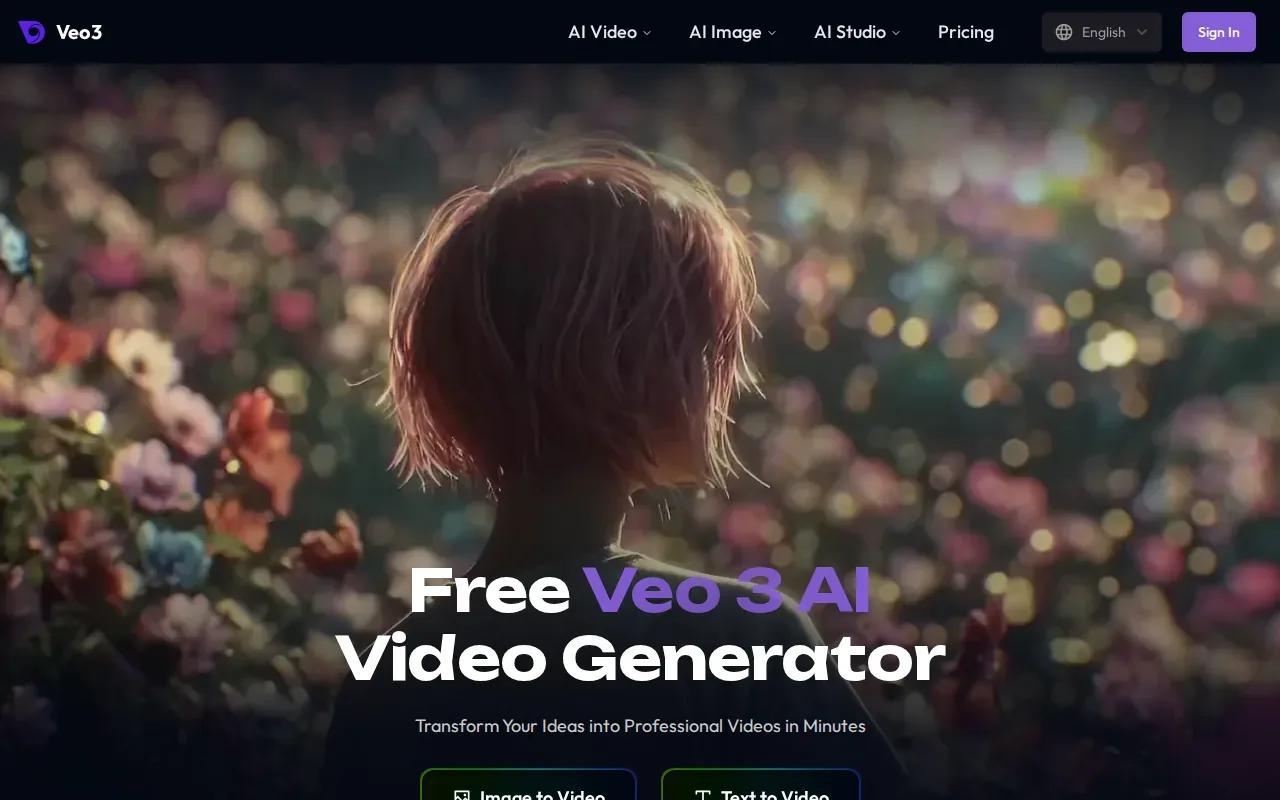 Screenshot of the Veo3 AI website