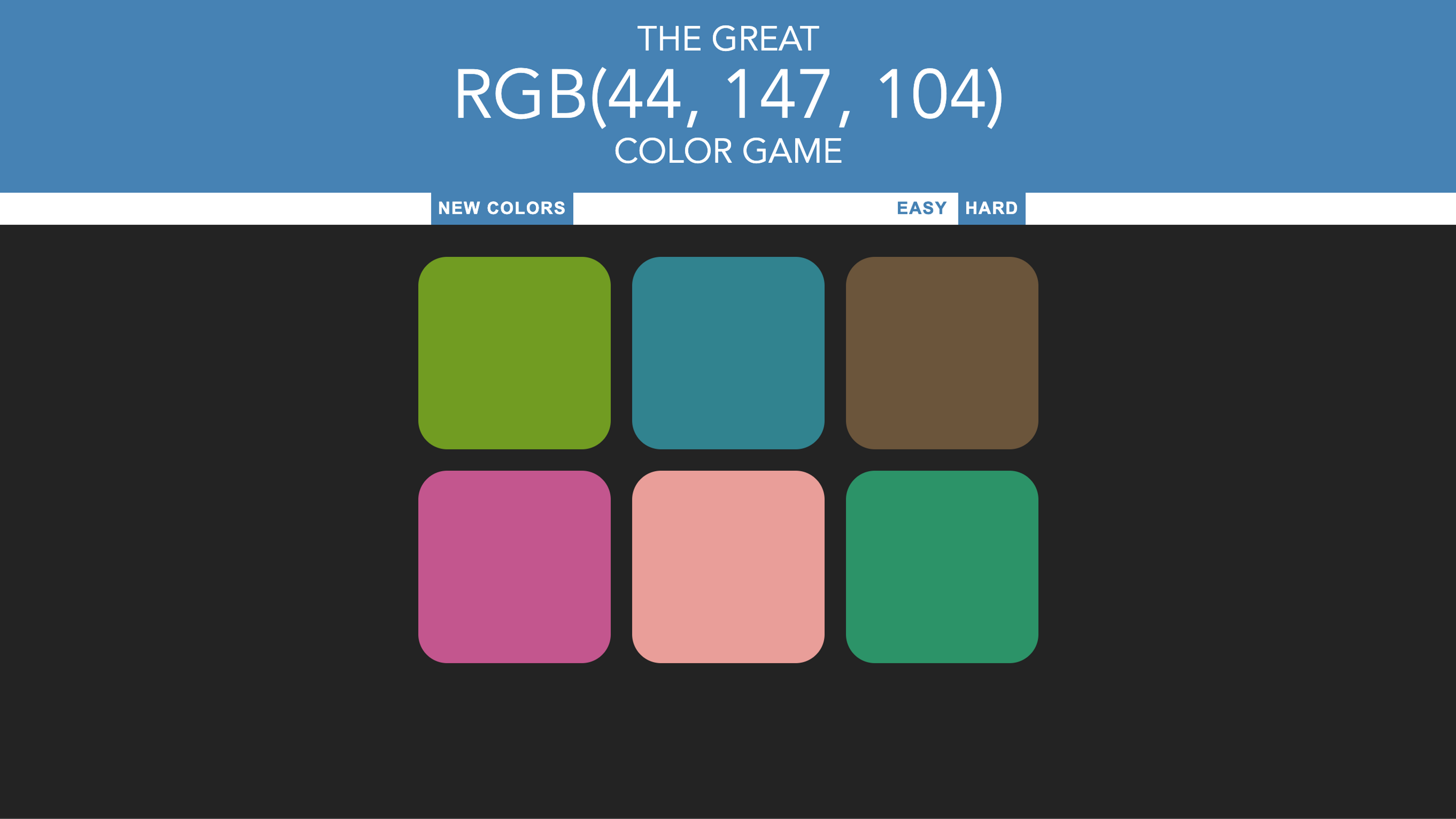 Screen capture of color picker game