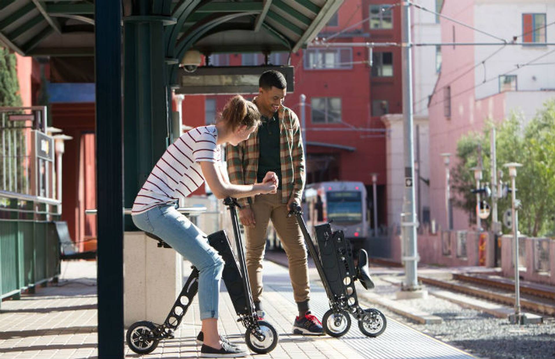 An e-scooter is hitting city streets