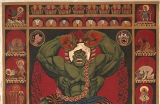 Hulk & Spiderman as Tibetan art