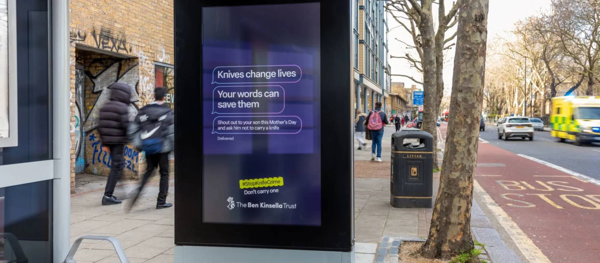 AI Mother's Day billboards tackle knife crime in the UK