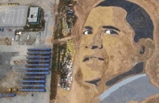 A Sand Art Portrait of Obama