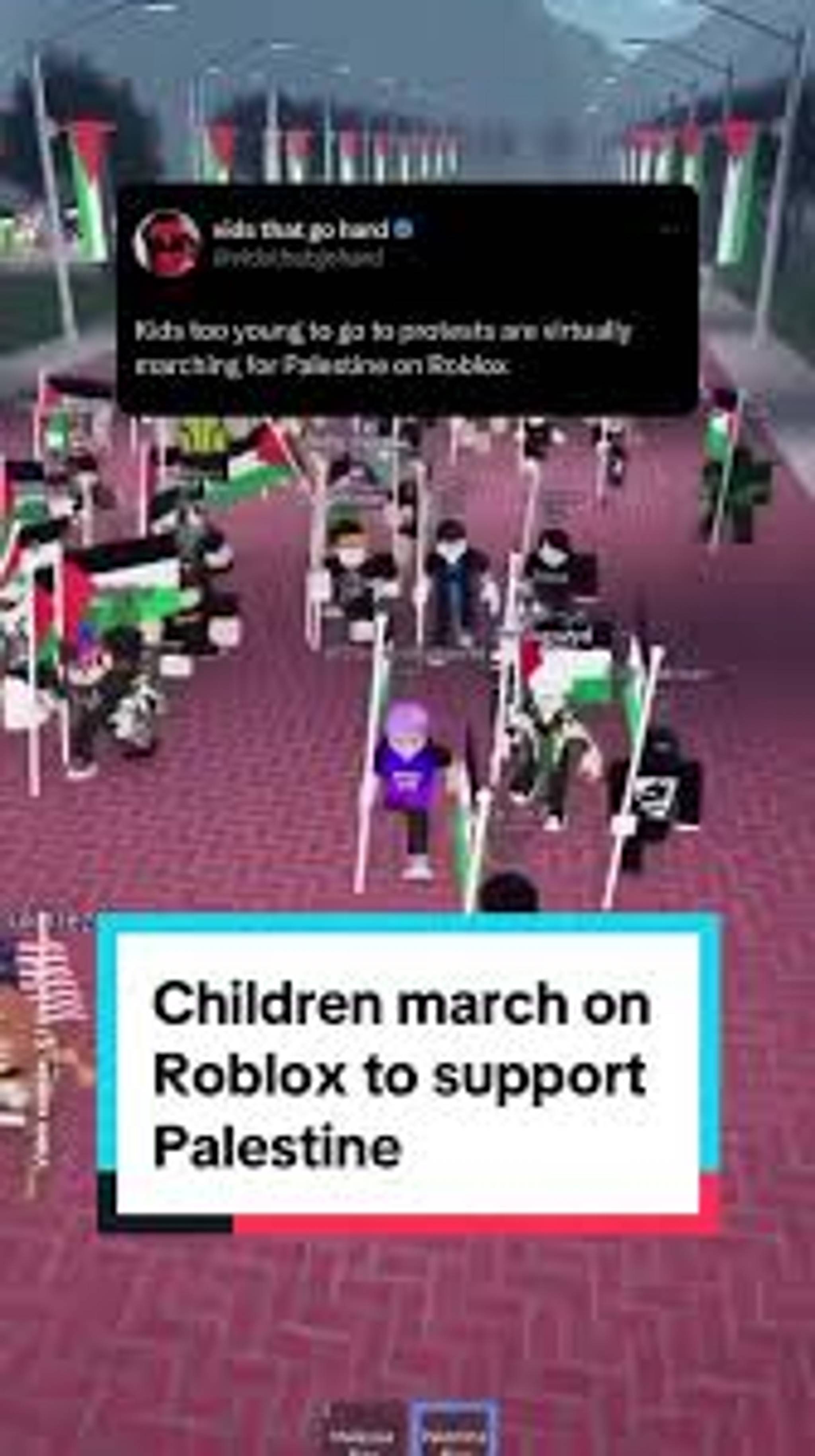 Young protesters rally on Roblox in support of Palestine