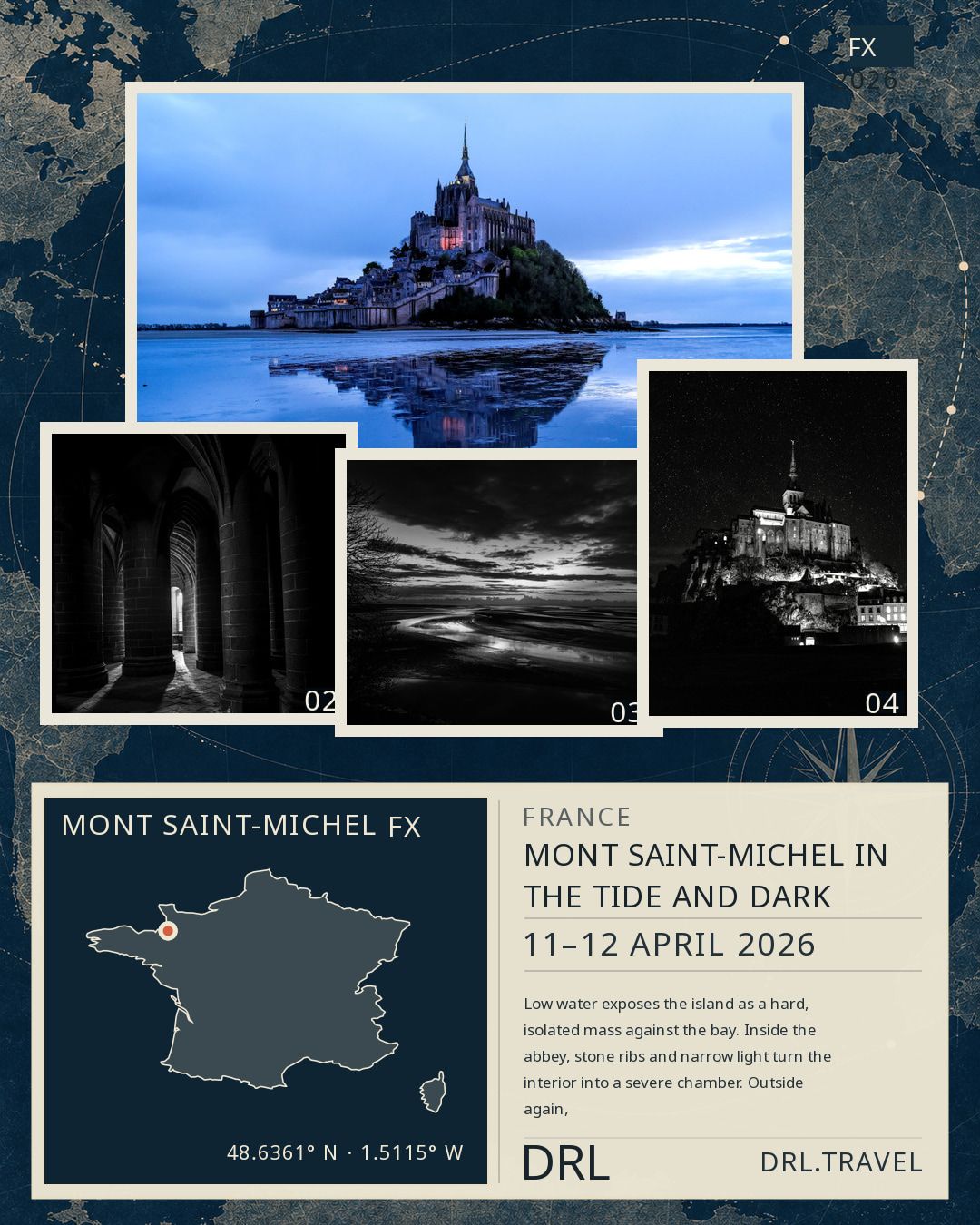 Mont Saint-Michel in the Tide and Dark