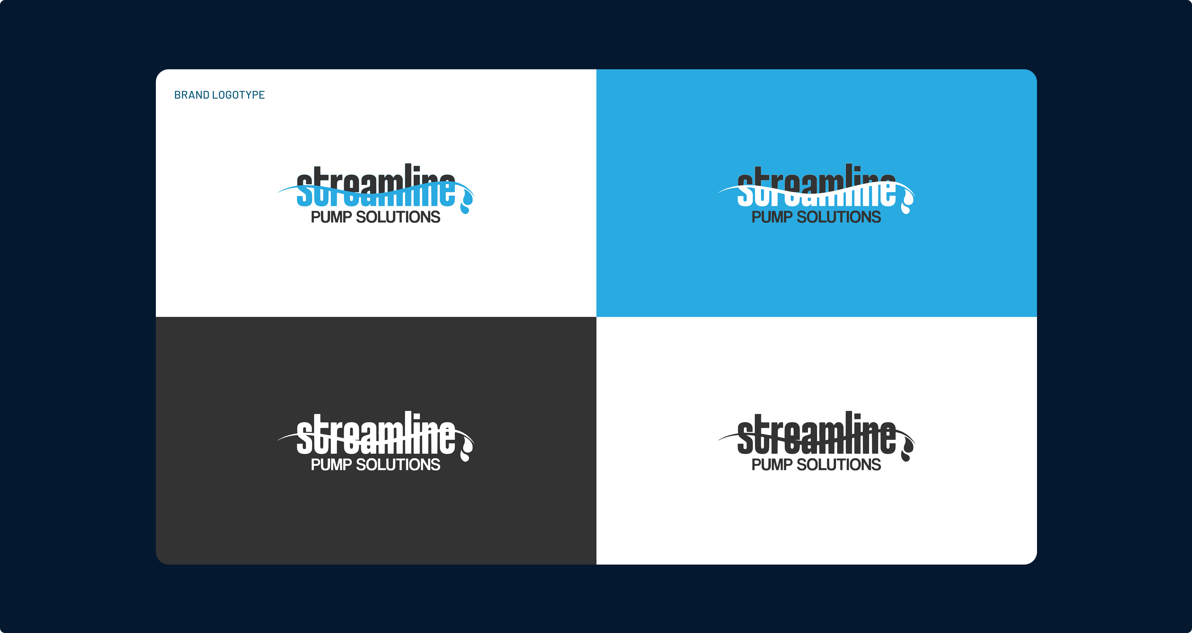 Streamline Pump Solutions logotype in four colour variations