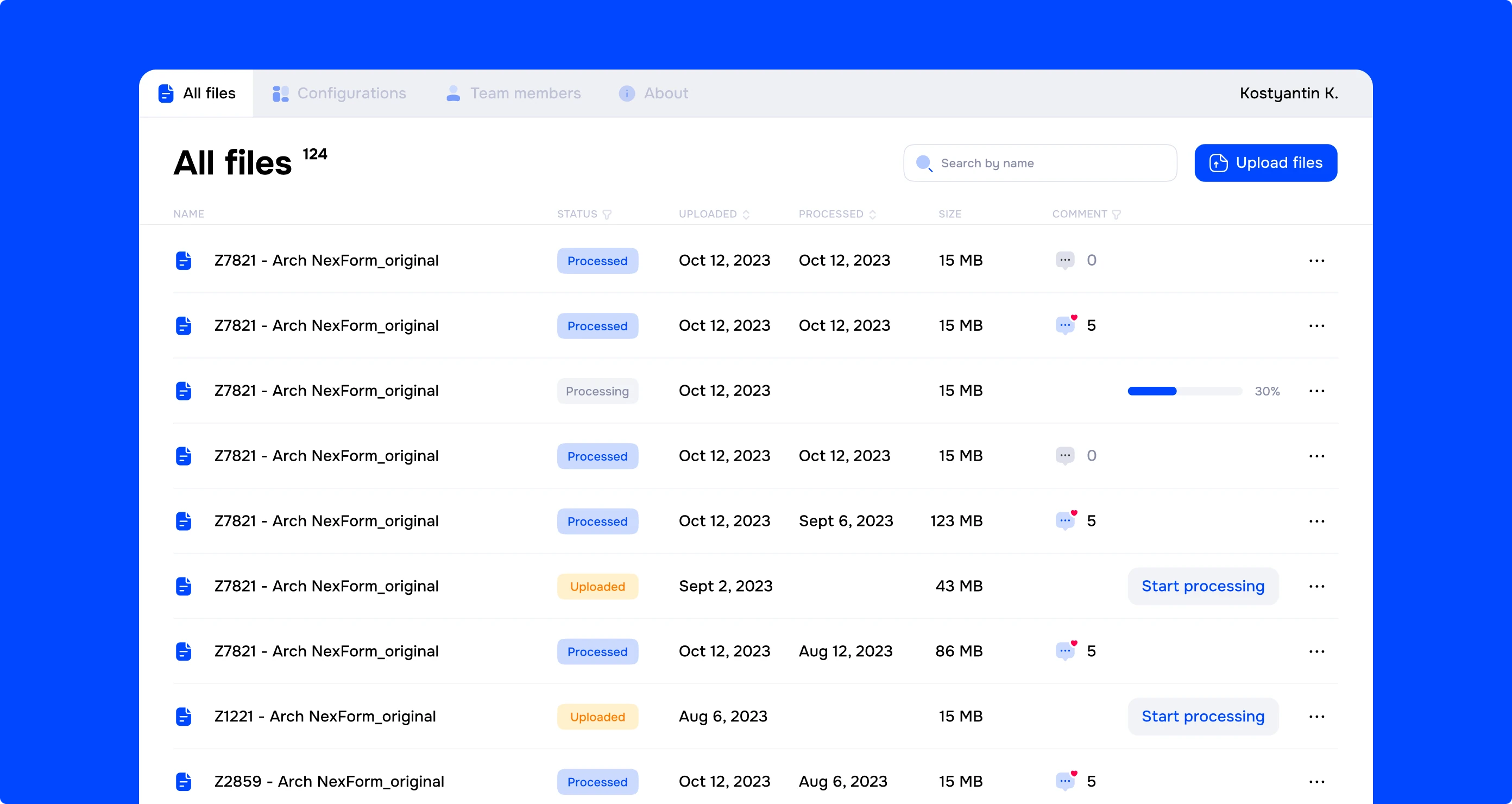 list of arch nexForm