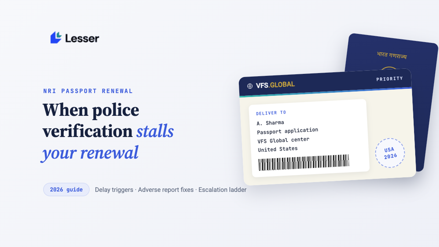 Police verification for NRI passport renewal: delays, adverse reports, and fixes