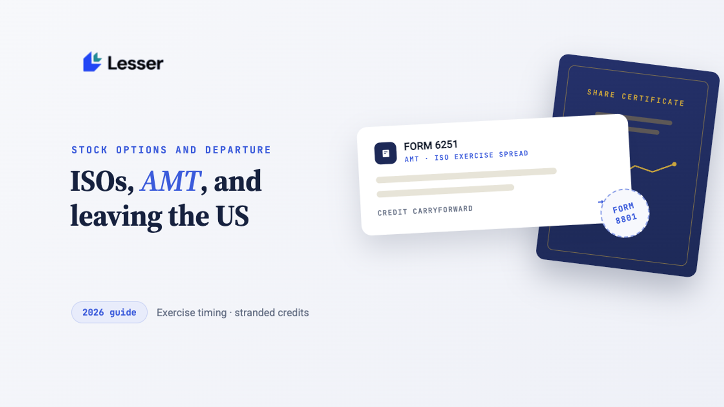 ISOs, AMT, and Leaving the US (2026): Exercise Timing and Stranded AMT Credits for Visa Holders