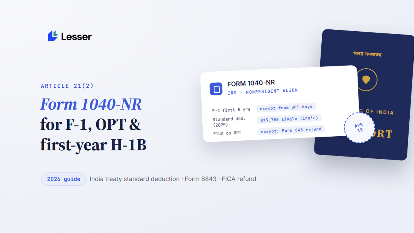 Form 1040-NR for Indians on F-1, OPT and first-year H-1B (2026)