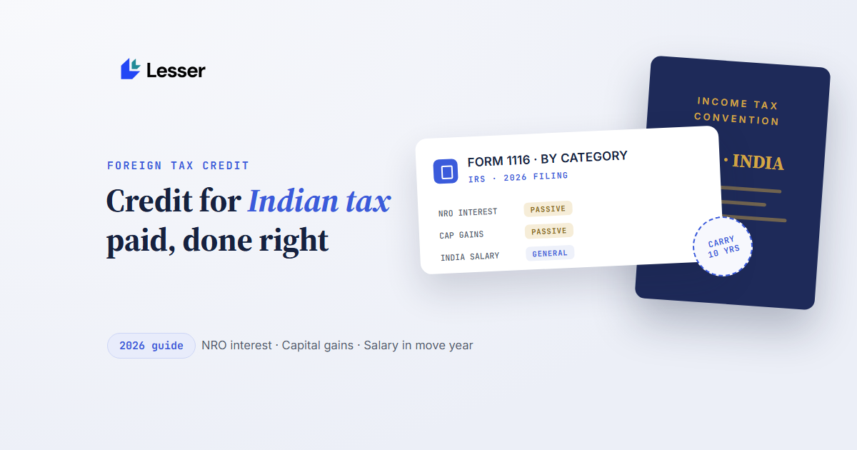 form 1116 claiming credit tax paid india