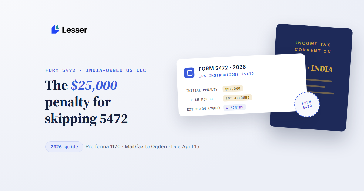 form 5472 llc owned by founder india