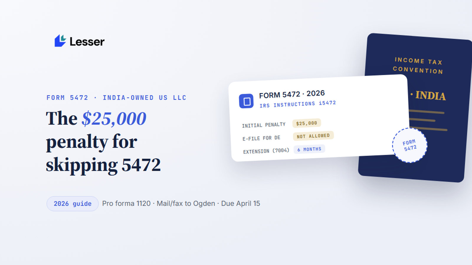 form 5472 llc owned by founder india