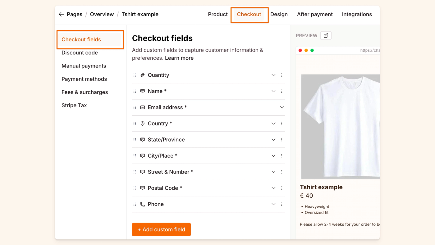 Adding checkout fields. 