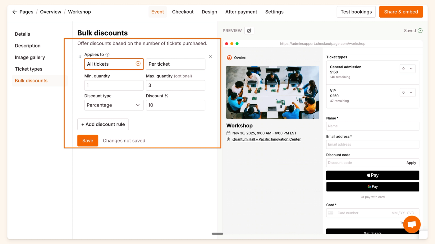 Apply bulk discount to all tickets