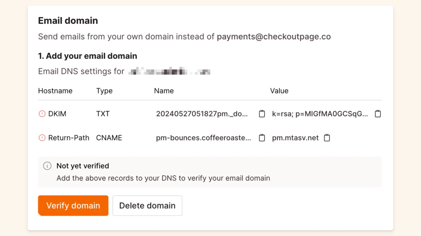 custom email domain dns settings