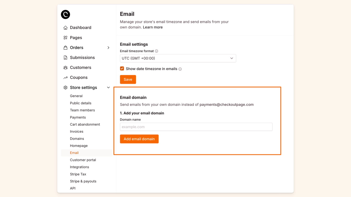 Add custom email domain