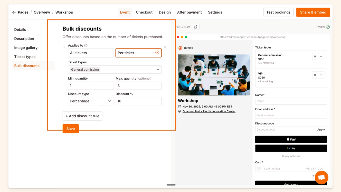 Apply bulk discount per ticket