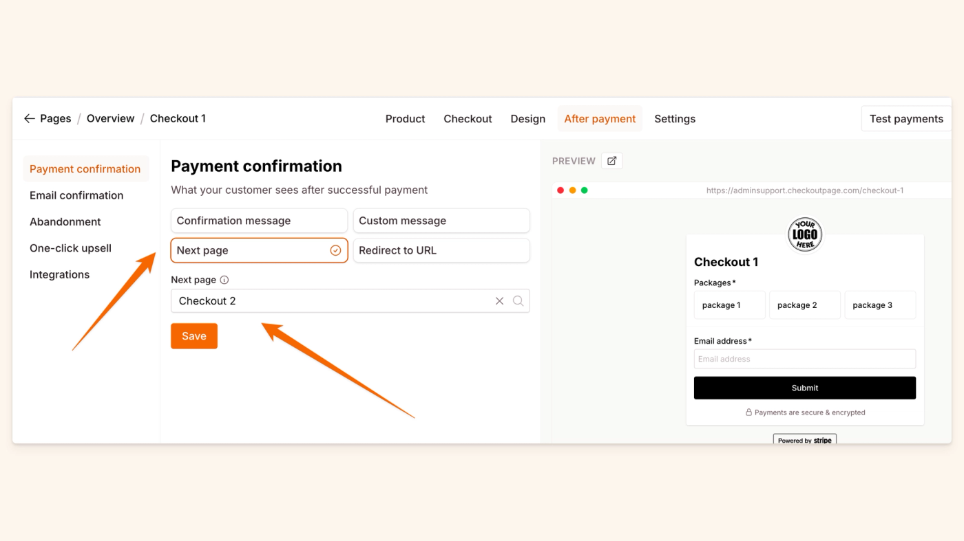 Linking to the next page 