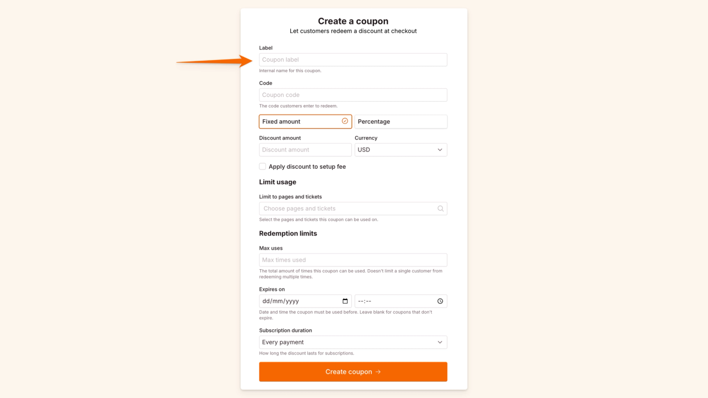 create a coupon label