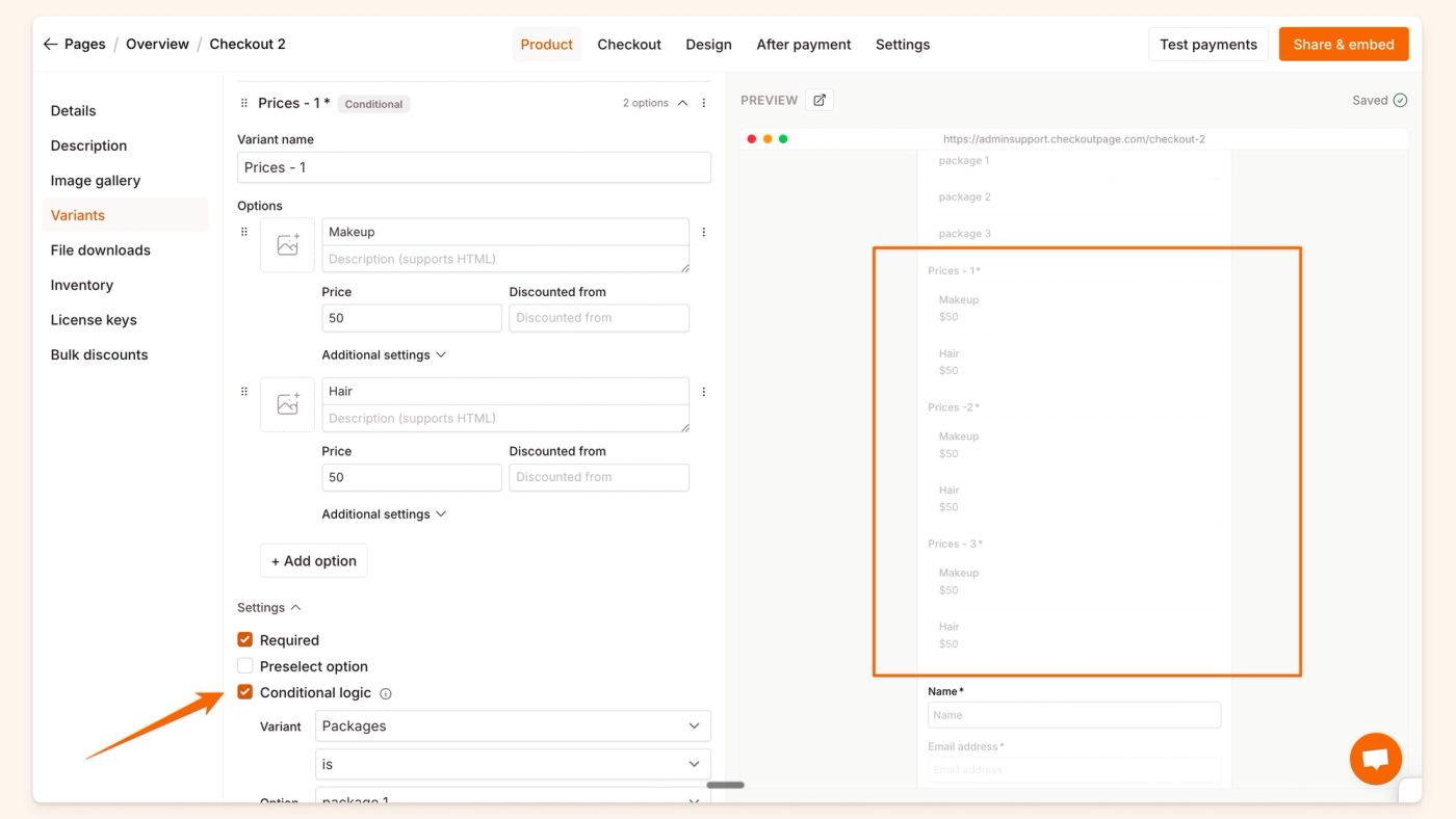 Conditional variants. 