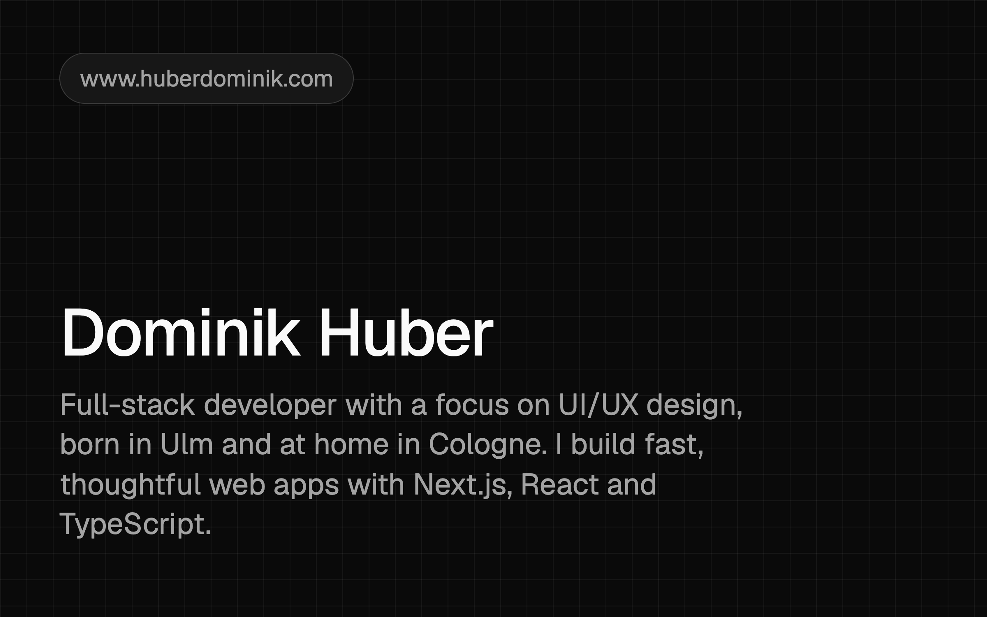 Preview image of huberdominik.com: Dominik Huber, full-stack developer with a focus on UI/UX design