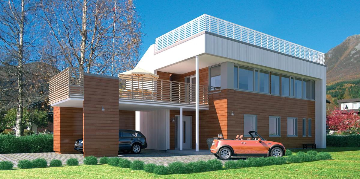 Hustypen Celsius fra Systemhus er et passivhus med takterrasse