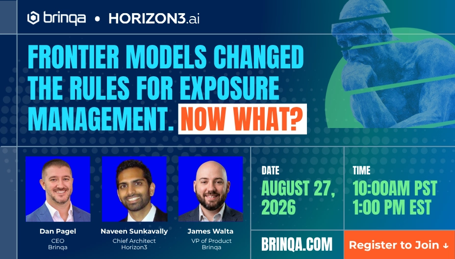 Frontier Models Changed the Rules for Exposure Management — Brinqa event banner