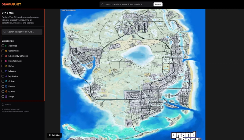 GTA VI Interactive Tool Point of Interest Toggle