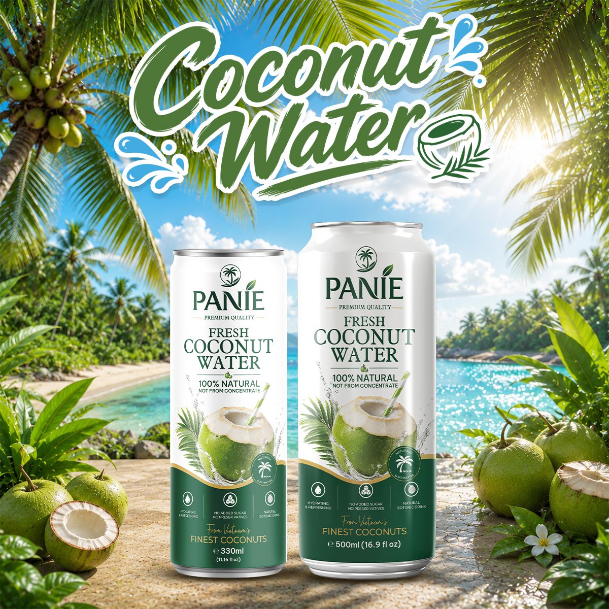 Panie - Nước dừa – 330ml · 500ml lon