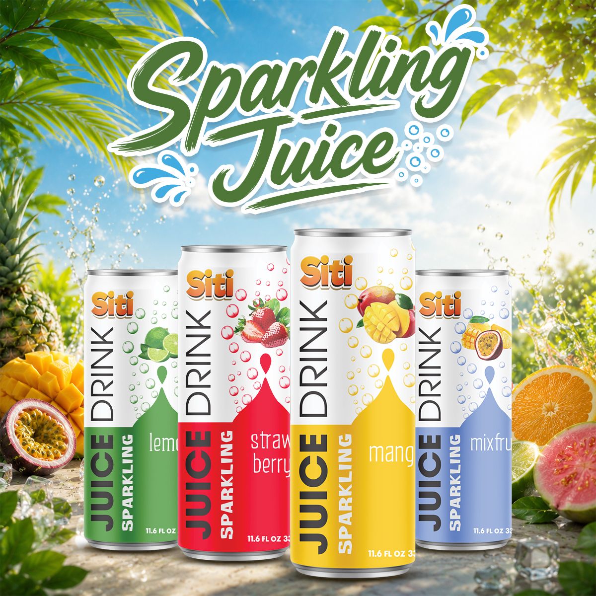 Siti - Nước trái cây có ga – 330ml lon slim