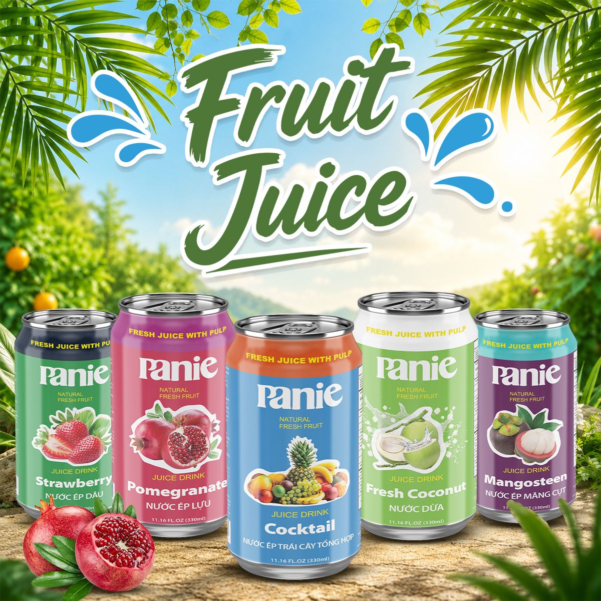 Panie - Nước ép trái cây – 330ml lon tiêu chuẩn