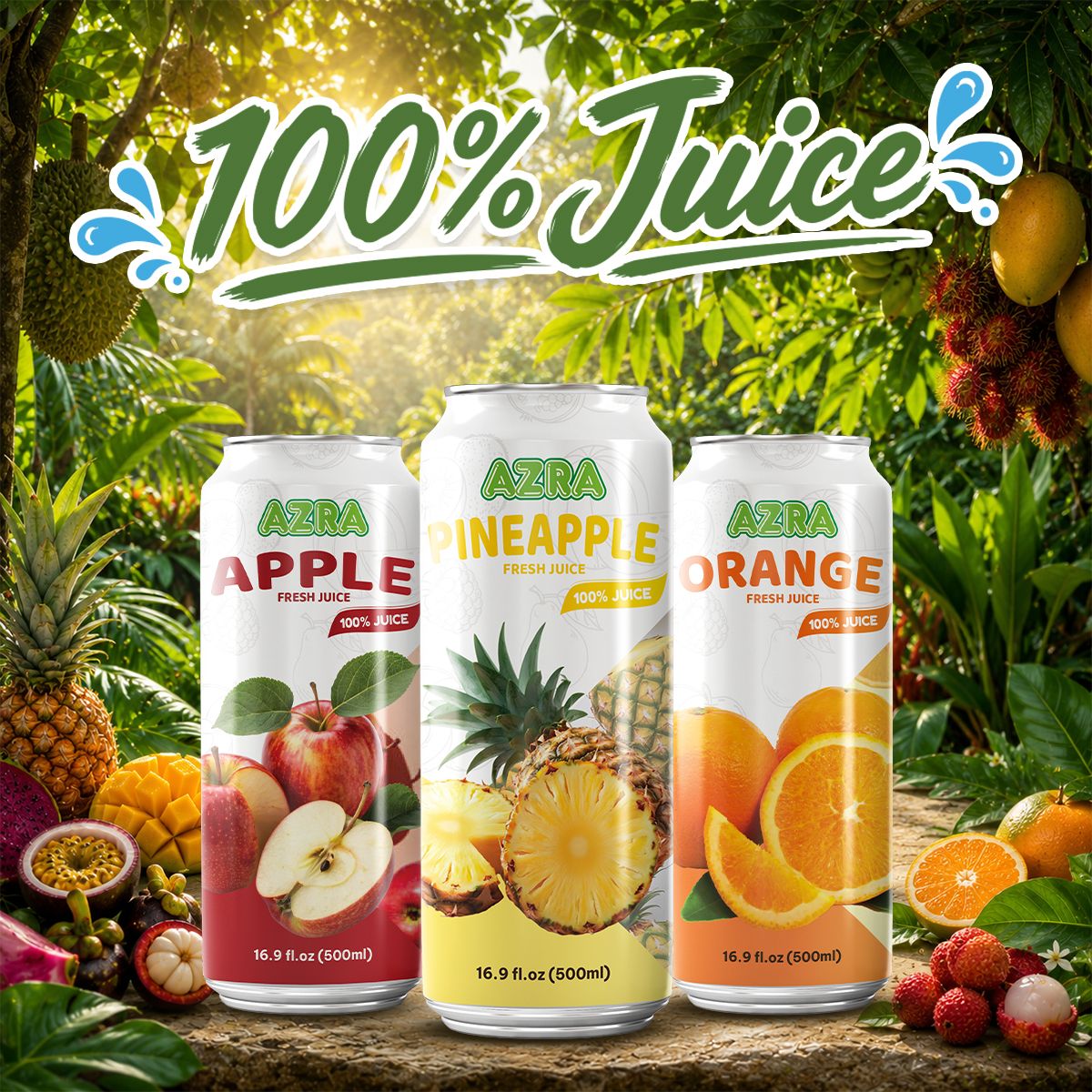 Azra - Nước ép 100% – 500ml lon đứng