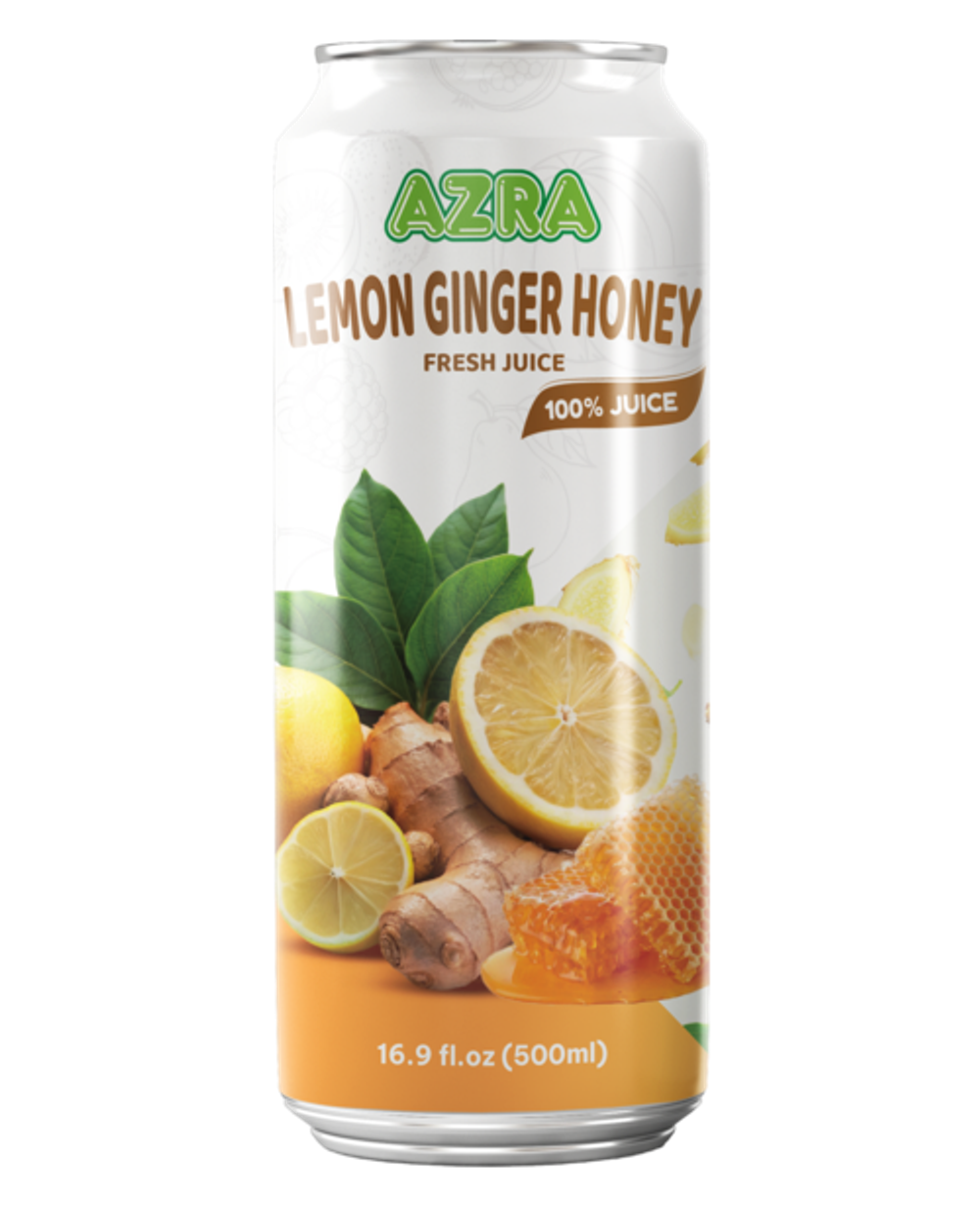 Nước ép chanh gừng mật ong Azra 500ml lon đứng