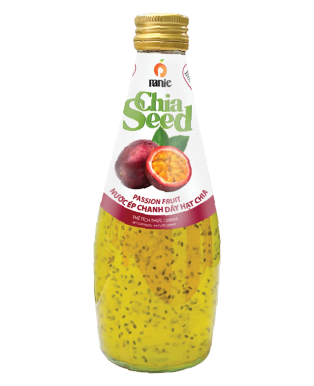Panie Chia Seed Passion Fruit 290ml glass bottle